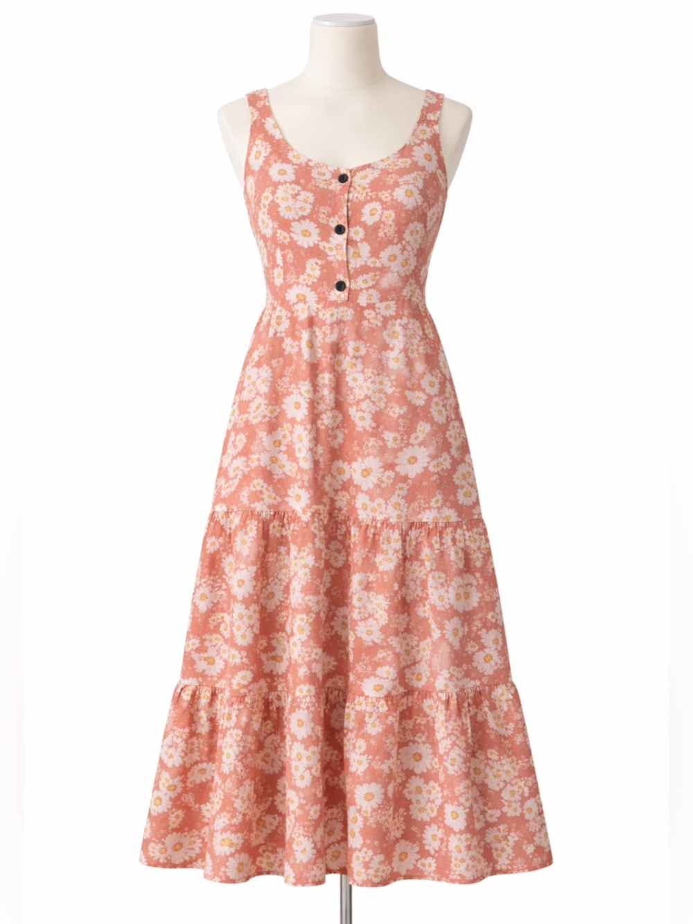 Monteau Floral Mini Dress with White and Yellow Daisy Print